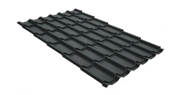 Металлочерепица классик GL 0,5 GreenCoat Pural Matt RR 23 темно-серый (RAL 7024 мокрый асфальт) купить в Омске