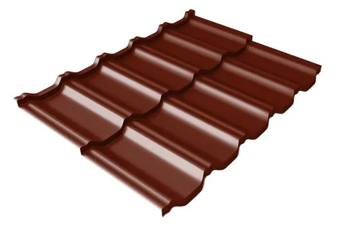 Металлочерепица модульная Квинта Uno Grand Line c 3D резом 0,45 PE RAL 3005 красное вино купить в Омске