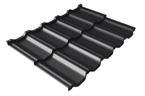 Металлочерепица модульная Квинта Uno Grand Line c 3D резом 0,5 Velur RAL 9005 черный купить в Омске