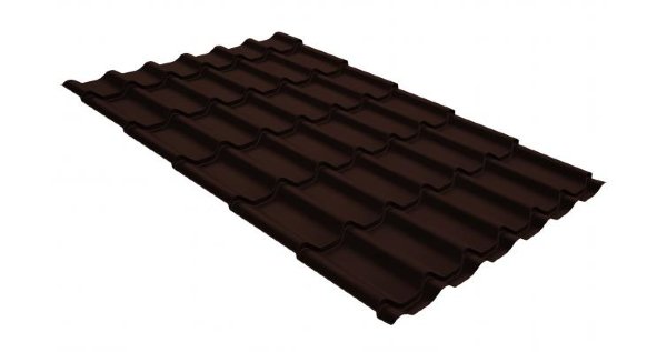 Металлочерепица классик GL 0,5 GreenCoat Pural Matt RR 887 шоколадно-коричневый (RAL 8017 шоколад) купить в Омске
