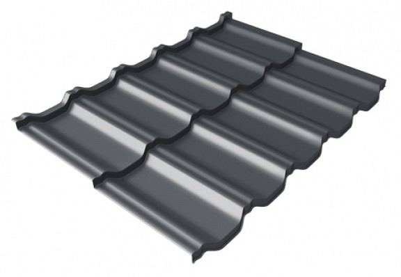 Металлочерепица модульная Квинта Uno Grand Line c 3D резом 0,5 Satin Мatt RAL 7024 мокрый асфальт купить в Омске