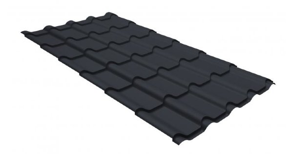 Металлочерепица камея GL 0,5 GreenCoat Pural RR 23 темно-серый (RAL 7024 мокрый асфальт) купить в Омске