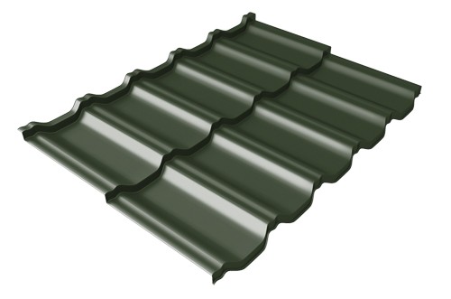 Металлочерепица модульная Квинта Uno Grand Line c 3D резом 0,5 GreenСoat Pural RR 11 темно-зеленый (RAL 6020 хромовая зелень) купить в Омске