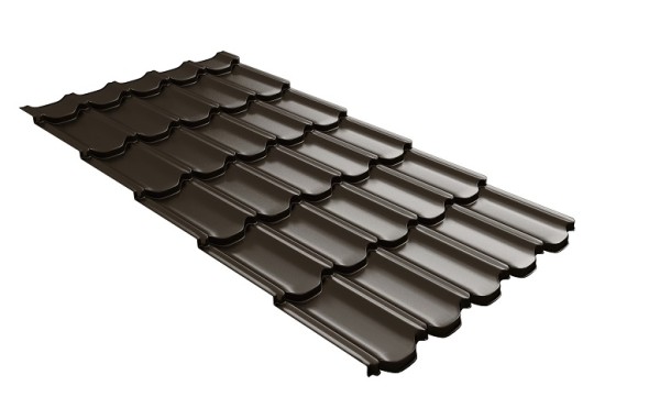 Металлочерепица квинта плюс с 3D резом 0,5 GreenСoat Pural Matt RR 32 темно-коричневый (RAL 8019 серо-коричневый) купить в Омске