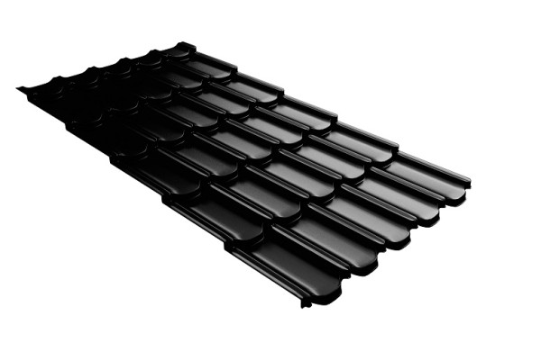Металлочерепица квинта плюс с 3D резом 0,5 GreenСoat Pural Matt RR 33 черный (RAL 9005 черный) купить в Омске