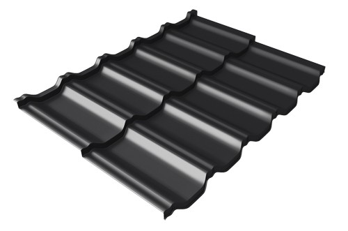 Металлочерепица модульная Квинта Uno Grand Line c 3D резом 0,5 Quarzit lite RAL 9005 черный купить в Омске