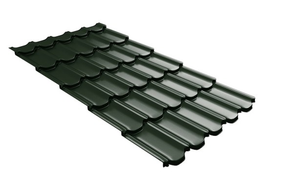 Металлочерепица квинта плюс с 3D резом 0,5 GreenСoat Pural RR 11 темно-зеленый (RAL 6020 хромовая зелень) купить в Омске