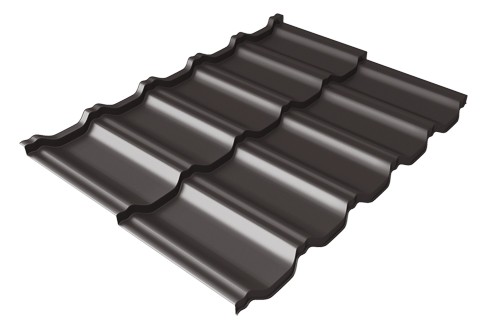 Металлочерепица модульная Квинта Uno Grand Line c 3D резом 0,5 Satin Мatt RR 32 темно-коричневый купить в Омске