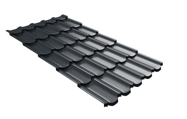 Металлочерепица квинта плюс с 3D резом 0,5 Satin RAL 7016 антрацитово-серый купить в Омске