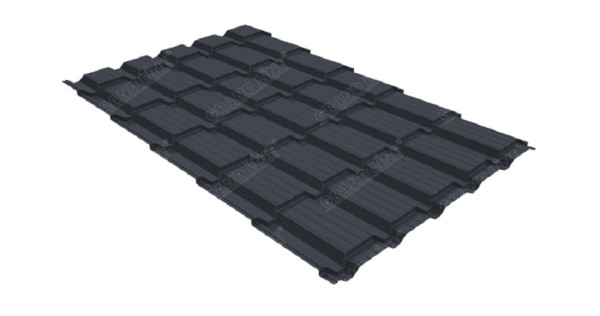Металлочерепица GL квадро профи 0,5 Satin RAL 7024 мокрый асфальт купить в Омске