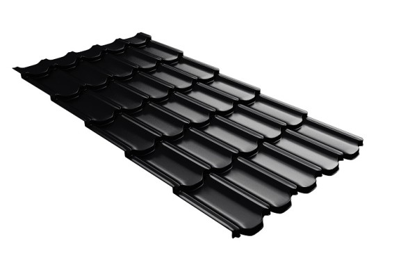 Металлочерепица квинта плюс с 3D резом 0,5 Satin Мatt RAL 9005 черный купить в Омске