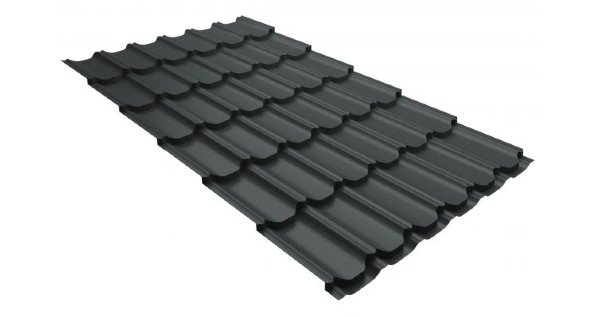 Металлочерепица квинта плюс 0,5 GreenCoat Pural RR 23 темно-серый (RAL 7024 мокрый асфальт) купить в Омске