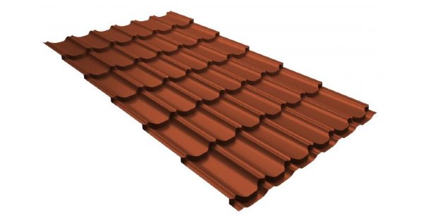 Металлочерепица квинта плюс 0,5 GreenCoat Pural RR 750 кирпично-красный (RAL 8004 терракота) купить в Омске